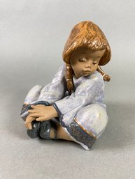 Lladro Figurine, Lazy Day 2210, Girl Sitting Pouting