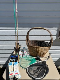 Miscellaneous Fishing Supplies- Includes Two Rods, Nets, Hooks, And Reels