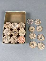 More Than 95 Wooden Nickels With Advertising & A Wooden Dollar
