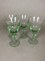 Set Of 4 Wine Or Water Glasses Goblets By Puccinelli In The Classic Green Pattern