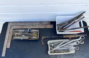 Big Lot Of Miscellaneous Vintage Tools- Includes Squares, Wrenches, And Farrier Pliers