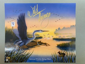 U.S. Fish & Wildlife Poster Titled Wild Things, Commemorating National Wildlife Refuge Week, 1998, Wetland
