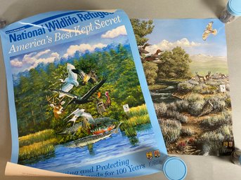 Pair Of National Wildlife Refuge Posters Featuring Streams & Wetlands, Clark Ostergaard & Barry Nehr