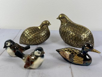 Beautiful Bird Decorations, Includes Quails, A Mallard, And A Matching Set Of Goebel Songbirds