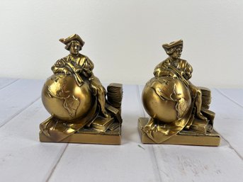 Philadelphia Manufacturing Company Brass Christopher Columbus Bookends Or Figurines