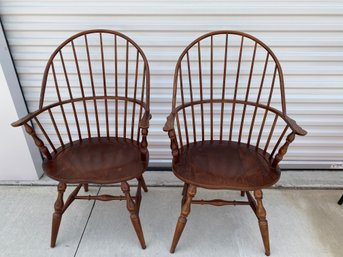 Pair Of Beautiful Matching Handmade Antique Windsor Sack Back Chairs From Lancaster, PA