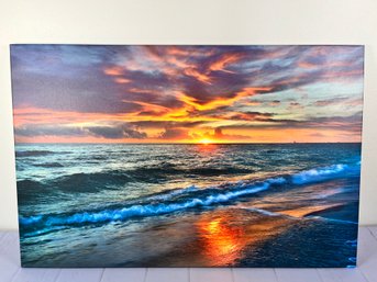 Large Stunning Sunset And Ocean Photography Print On Canvas