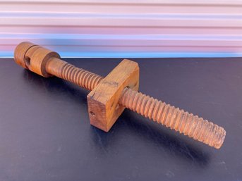 Vintage Or Antique Wooden Vice Or Clamp Screw