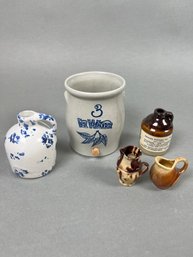 Fun Lot Of Miniature Stoneware Items Including A Red Wing Stoneware Mini Ice Water Crock