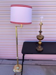 Shiny Gold Floor Lamp And A Bronze Table Lamp
