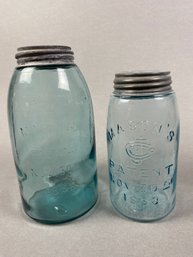Antique Or Vintage Half-gallon & Quart Mason's Canning Fruit Jars
