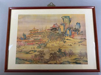 Wonderful Framed Print Of Chinese Landscape Titled Along The River During The Qingming Festival