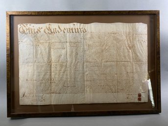Colonial US History, Framed Land Indenture Deed Recording Moses & Anne Hall In 1758, Original Wax Seals