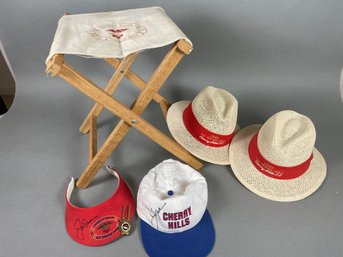 Jack Nichlaus Signed Hat, Visor, 1993 Cherry Hills Senior Open Golf Tournament, Chair, Ball Mark Divot Tool