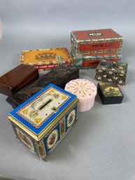 Cigar Boxes, Powder Box, Trinket, Jewelry, Keepsake, Coin Bank With Key