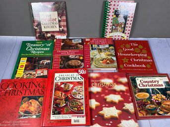 Set Of 10 Books On Christmas Cooking Including Gooseberry Patch And Good Housekeeping