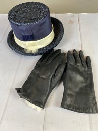 Lovely Vintage Ladies Hat By Doris Designed And Fur Lined Leather Gloves By Frownes