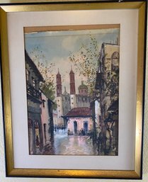 Wonderful Original Art Watercolor Painting Of Acapulco By Mexican Artist, Fruge, Titled Taxco