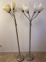 Pair Of Floor Lamps With Plastic Globes, Both Working