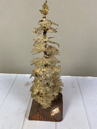 Unique Metal Sculpture Of A Pine Tree Signed By Artist Ray Sacha, Possibly Bronze