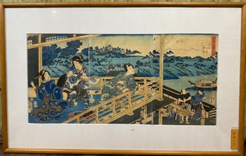 Antique Framed Paneled Eight Views Of Edo Art By Hiroshige II The Second Generation Of Hiroshige