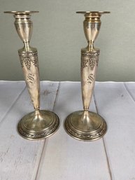 Pair Of Gorham Sterling Silver Candlesticks Monogramed With 'S' In The Cinderella Pattern, 935 Grams