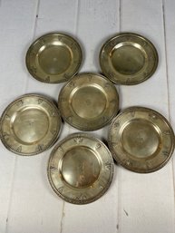 Set Of 6 Vintage Gorham Sterling Silver Dessert Plates In The Cinderella Pattern, 755 Grams