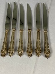 Six Antique Knives With Sterling Silver Handles, The Duhme Co, Monogrammed, 395 Grams