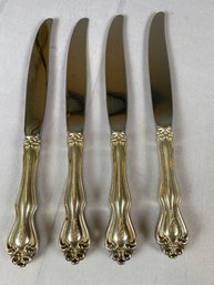 Four Antique Butter Knives With Sterling Silver Handles, Wallace Silver, 295 Grams