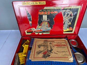 Antique Erector Set 1938 A.C. Gilbert Co With Many Pieces, No. 8-1/2 Ferris Wheel