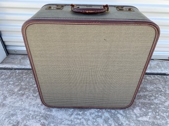 Vintage Hard Sided Suitcase Or Luggage For Travel With Burgundy Satin Lining By Mendel