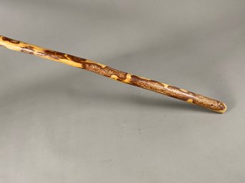 Vintage 59' Wooden Hiking Pole Or Walking Stick, Polished