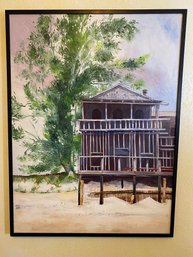 Wonderful Vintage Framed Painting Of The Driftwood Inn, Vero Beach Florida, Signed By T.S. In 1972