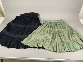 Pair Of Boho Flared Gauzy Tiered Skirts