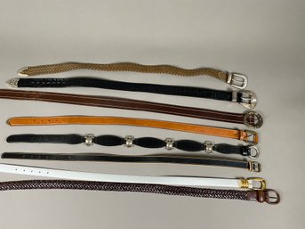 Collection Of 8 Women's Leather Belts By Wrangler, Paris Blues, Dockers, Lizwear