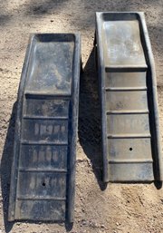 Pair Of Black Metal Auto Ramps With 4000 Lb Capacity