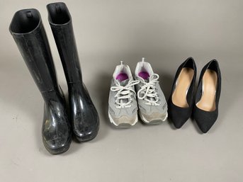 Shoes For Every Occassion, Women's, Time And Tru, Sketches, Suede Pumps, Waterproof Rubber Boots, Size 7