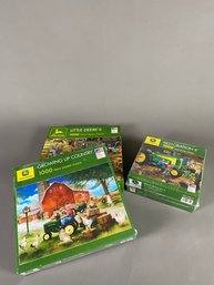 Set Of 3, One Thousand Piece John Deere Puzzles, Including Growing Up Country, Two Are Unopened