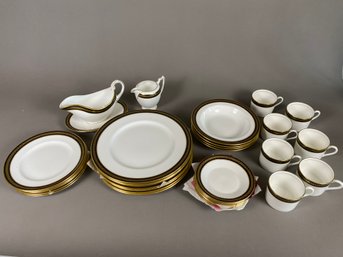 Wonderful Set Of Coalport China In The Sable Wheat Pattern, Cobalt Blue And Gold