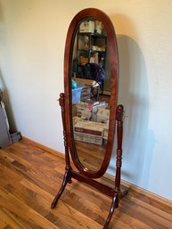 Freestanding Adjustable Floor Mirror In Dark Wood Frame