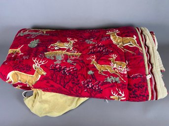 Very Cool Vintage Flannel Coleman Sleeping Bag Featuring Deer And Forest