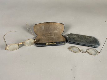 Pair Of Antique Eyeglasses In Original Cases