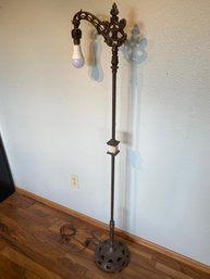 Beautiful Vintage Or Antique Iron Floor Bridge Lamp With Marble Accent