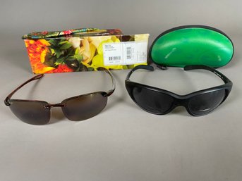 One Pair Of Maui Jim And One Pair Of Wave Killer High Quality Sunglasses With Cases, Readers