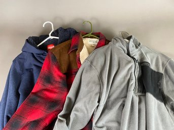 Two Lined Flannel And Fleece Shirts Or Jackets And A Timberland Fleece Shirt