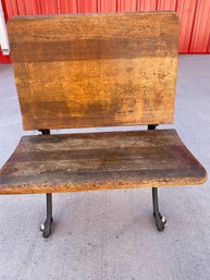 Adorable Antique Wooden And Wrought Iron Child's School Desk