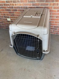 Very Large Plastic, 2-piece Dog Crate With Metal Door