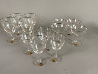 12 Pieces Of Gilhar Bavarian Crystal, Including Water Goblets, Wine Glasses, And Champagne Glasses