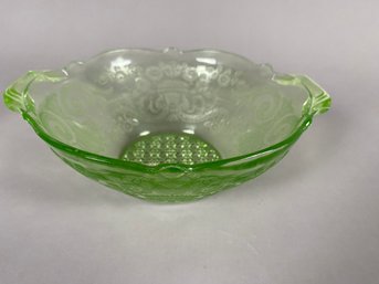 Green Depression Glass Bowl