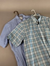 Lot Of Two LL Bean, Short-sleeved Button Up Shirts, Both Size L